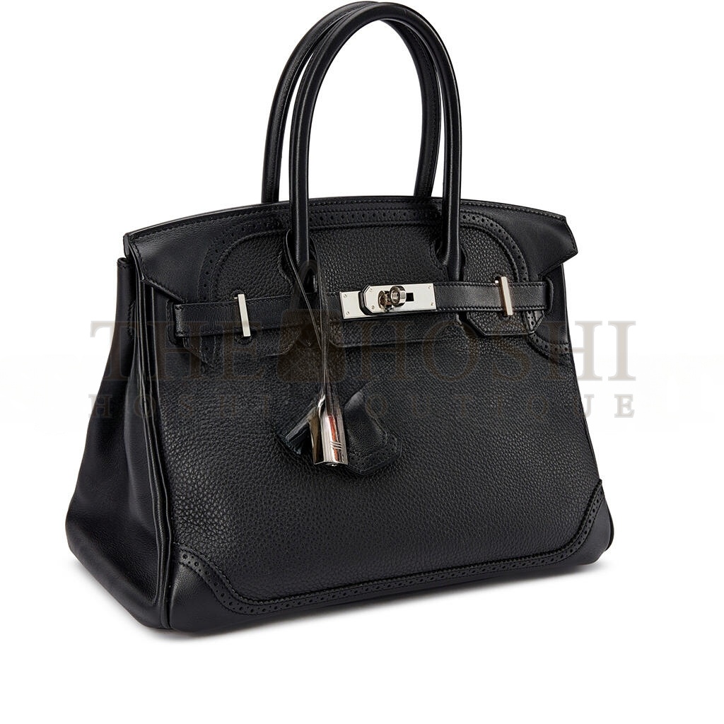 H**me5 BIRKIN 30 WIFT WITH TOGO LEATHER BLACK SILVER BUCKLE BAG 195482 (30*22*15cm) Master Quality